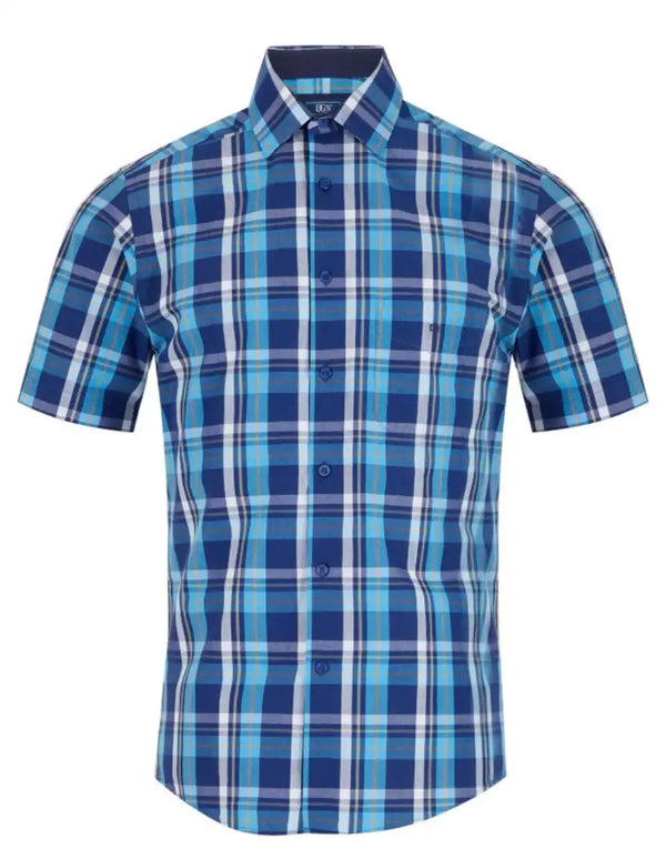 DG’s Drifter Mens Short Sleeve Shirt Ivano 14564 24 Blue Check