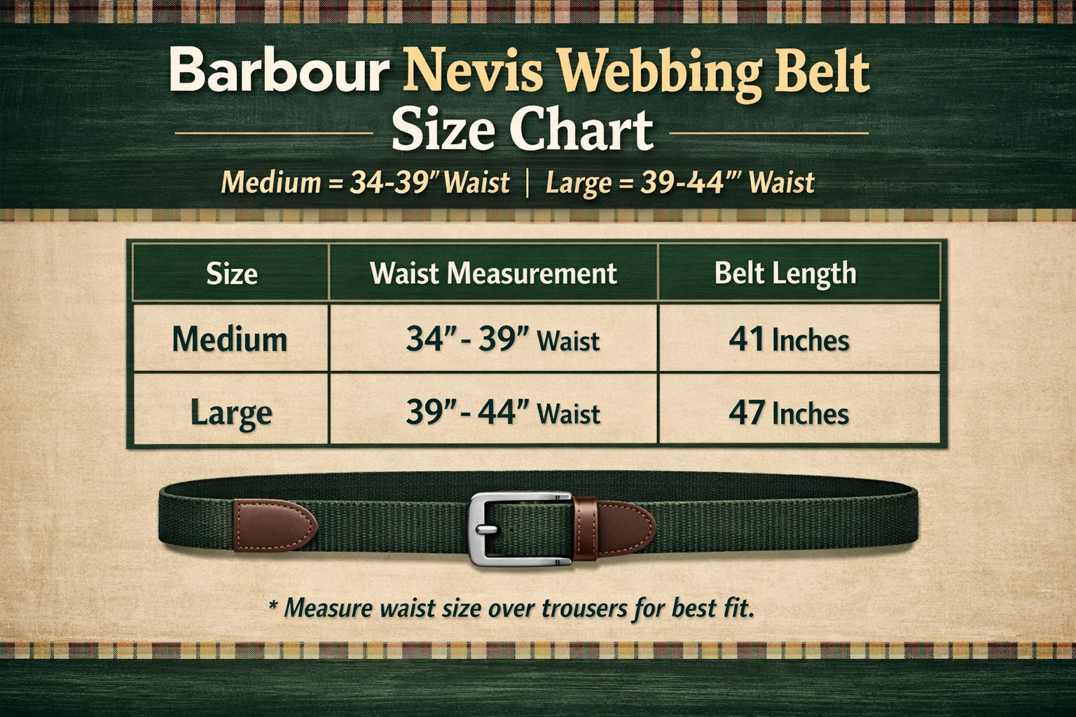 Barbour size chart