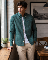 Superdry Preppy Poplin Men's Long Sleeve Shirt Green Check