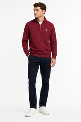GANT Mens Regular Shield Half Zip Sweatshirt Deep Grape Wine