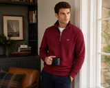 GANT Mens Regular Shield Half Zip Sweatshirt Deep Grape Wine