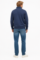 Superdry Mens Essential Serif Logo Half Zip Sweatshirt Navy