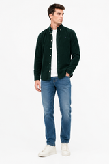 Superdry Mens Classic Needle Cord Shirt Eagle Green