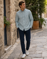 Gant Mens Regular Classic Poplin Banker Stripe Shirt Dark Emerald