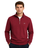 GANT Mens Regular Shield Half Zip Sweatshirt Deep Grape Wine