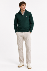 GANT Mens Regular Shield Half Zip Sweatshirt Tartan Green