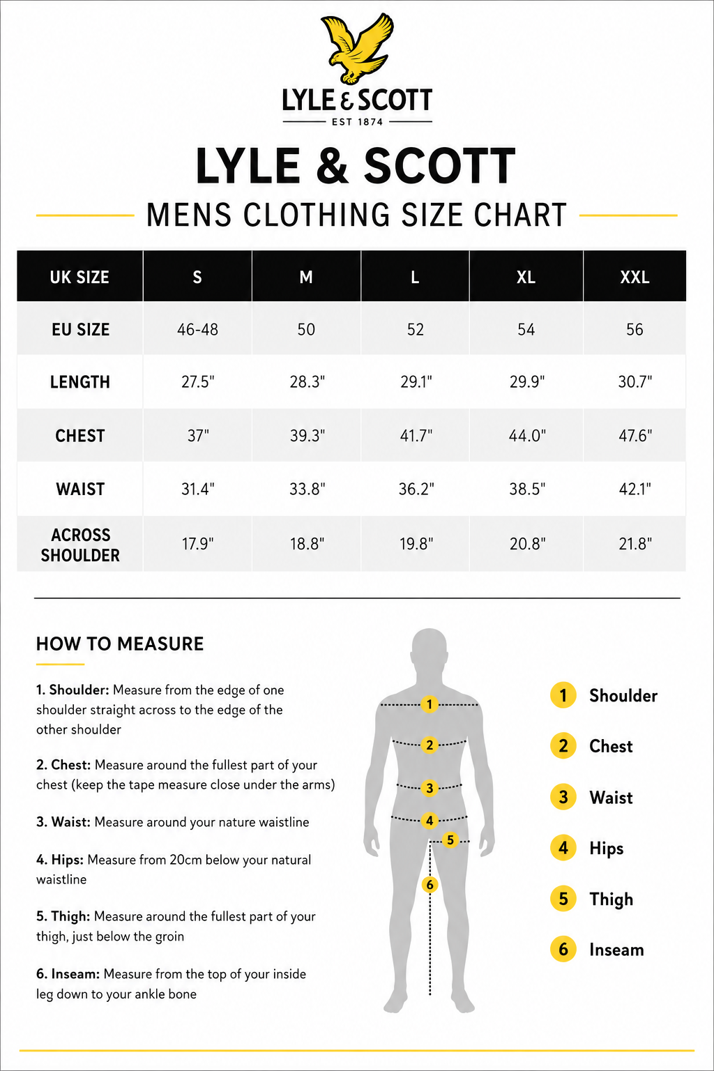 Lyle & Scott size chart
