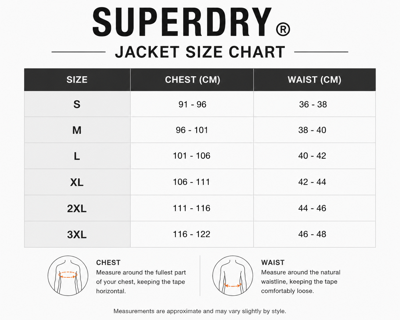 Superdry size chart