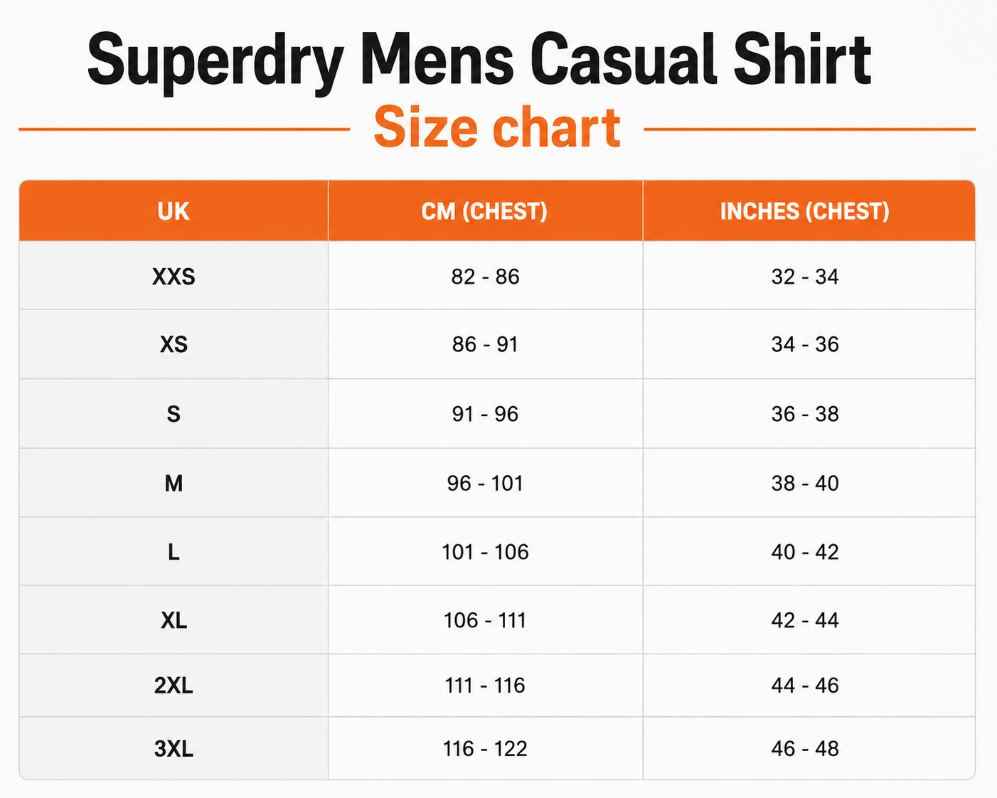 Superdry size chart