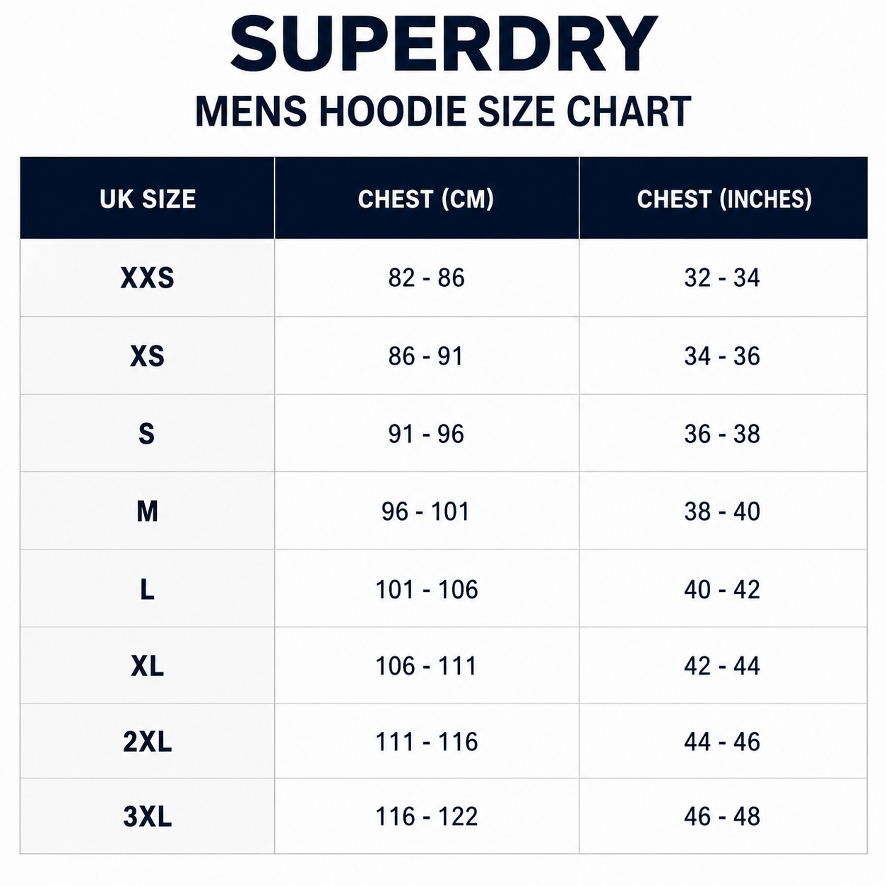 Superdry size chart