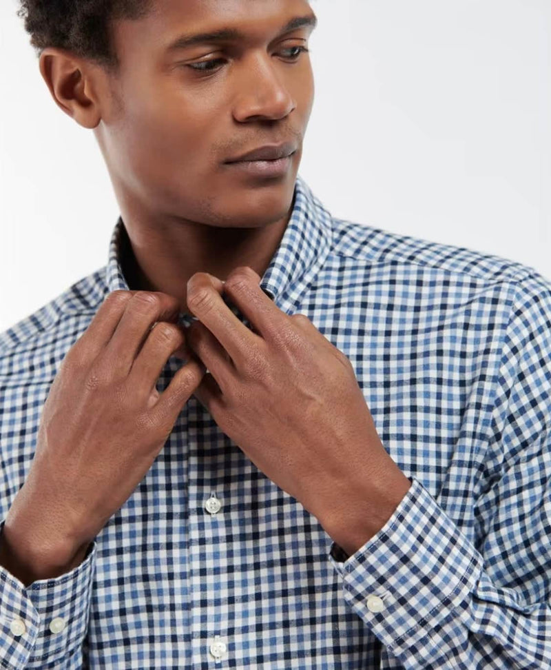 Barbour Finkle Tailored Gingham Shirt Navy Northern Ireland Belfast