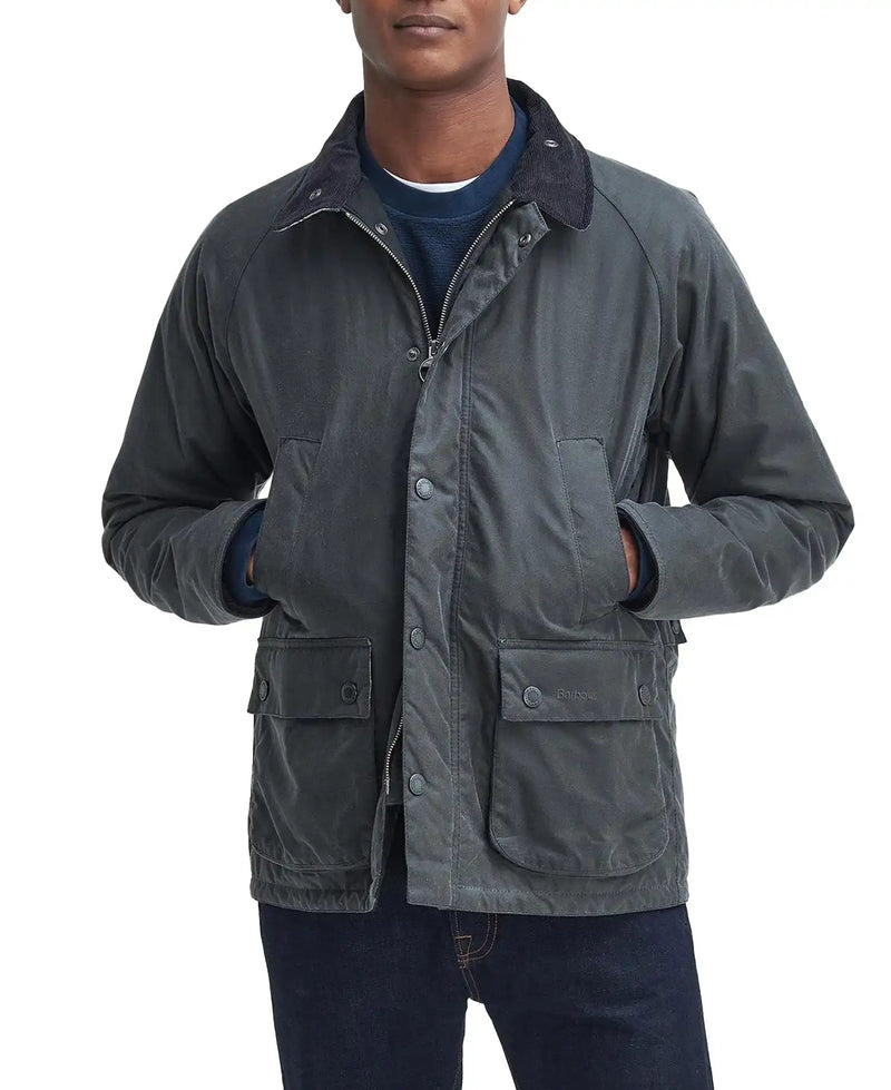 Barbour Mens Ambleside Waxed Jacket Grey/ Blue Granite Tartan