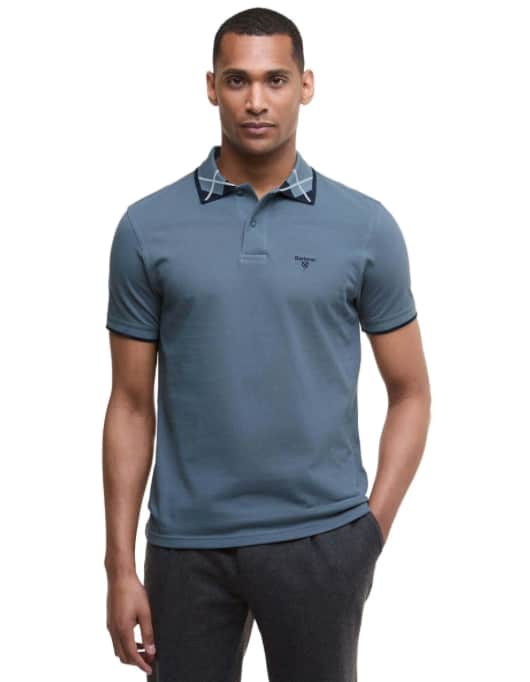 Barbour Mens Brodie Tailored Polo Shirt Blue Stone Northern Ireland