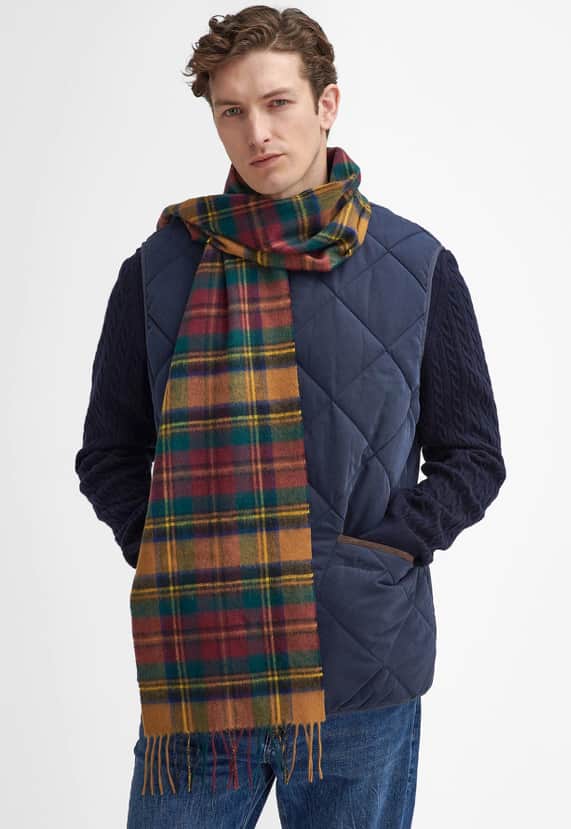 Barbour Mens Check Tartan Scarf Harvest Gold Northern Ireland Belfast
