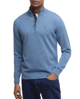 Barbour Mens Cotton Half Zip Knitted Jumper Blue Stone Northern