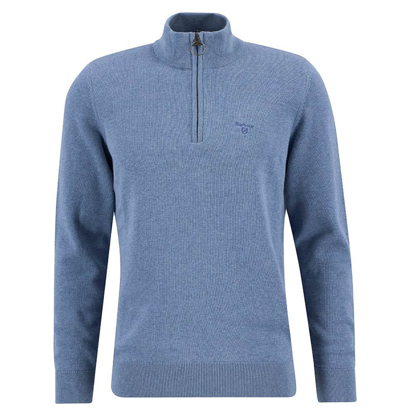Barbour Mens Cotton Half Zip Knitted Jumper Blue Stone Northern