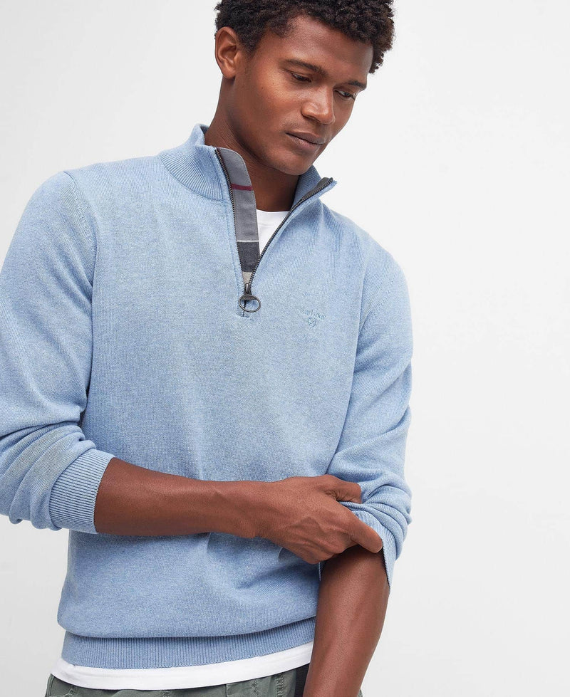 Barbour Men’s Cotton Half Zip Sweater Dark Chambray Northern