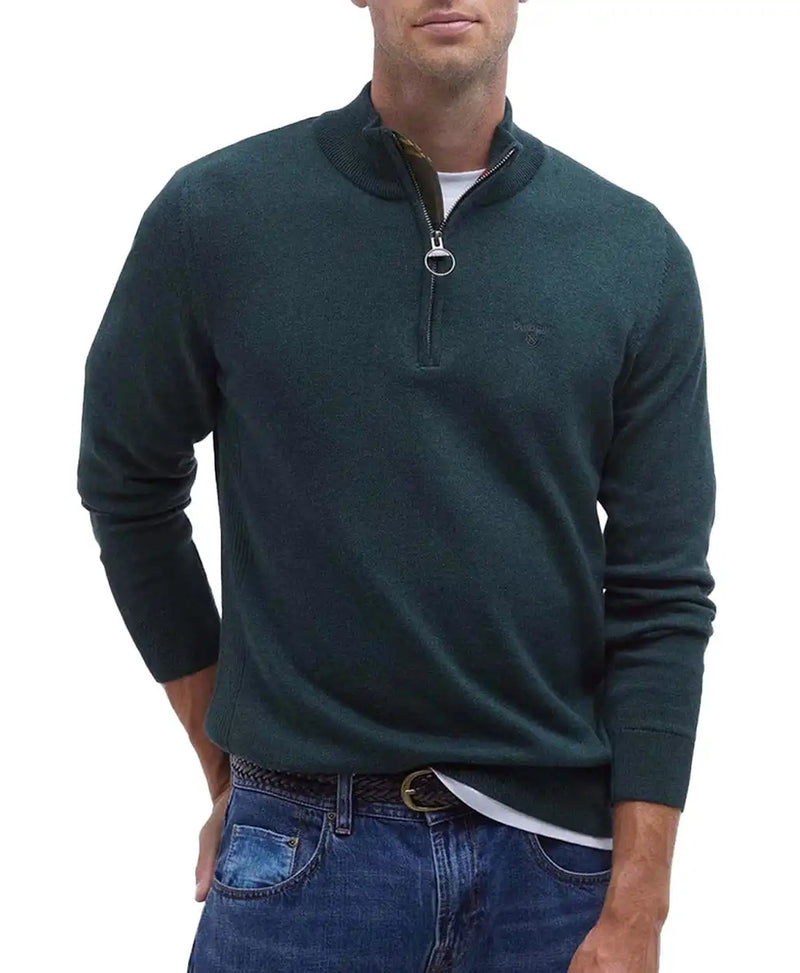 Barbour Men’s Cotton Half Zip Sweater Seaweed Green Northern