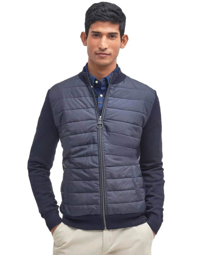 Barbour Mens Essential Carn Baffle Zip Through Knitted Jumper Navy