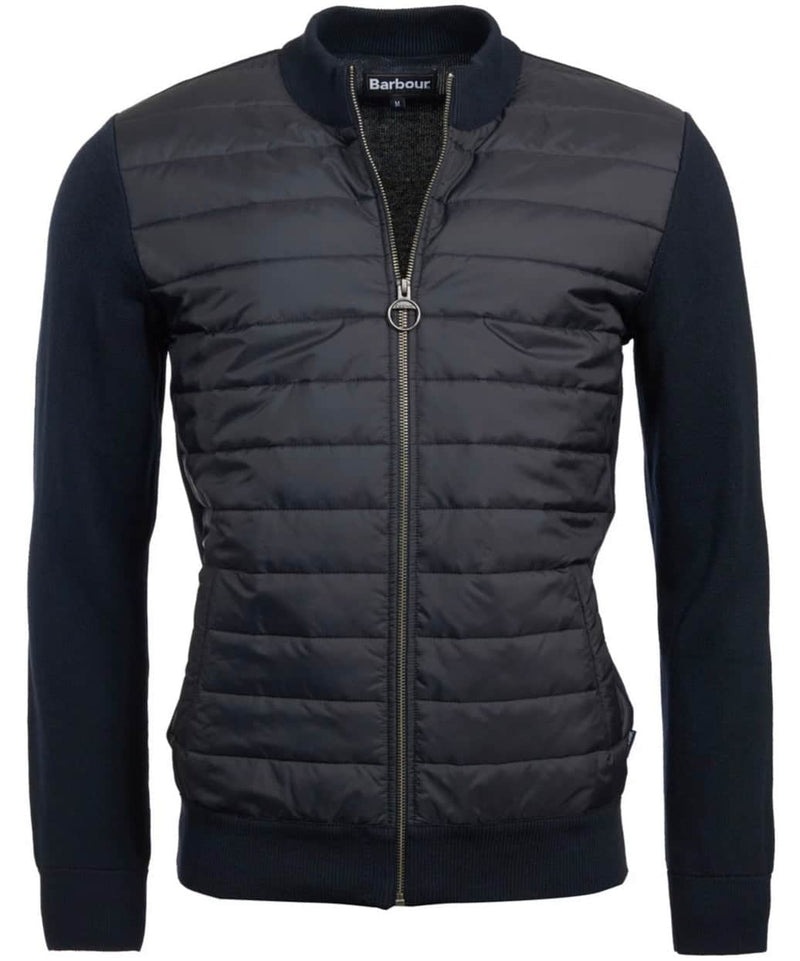 Barbour Mens Essential Carn Baffle Zip Through Knitted Jumper Navy