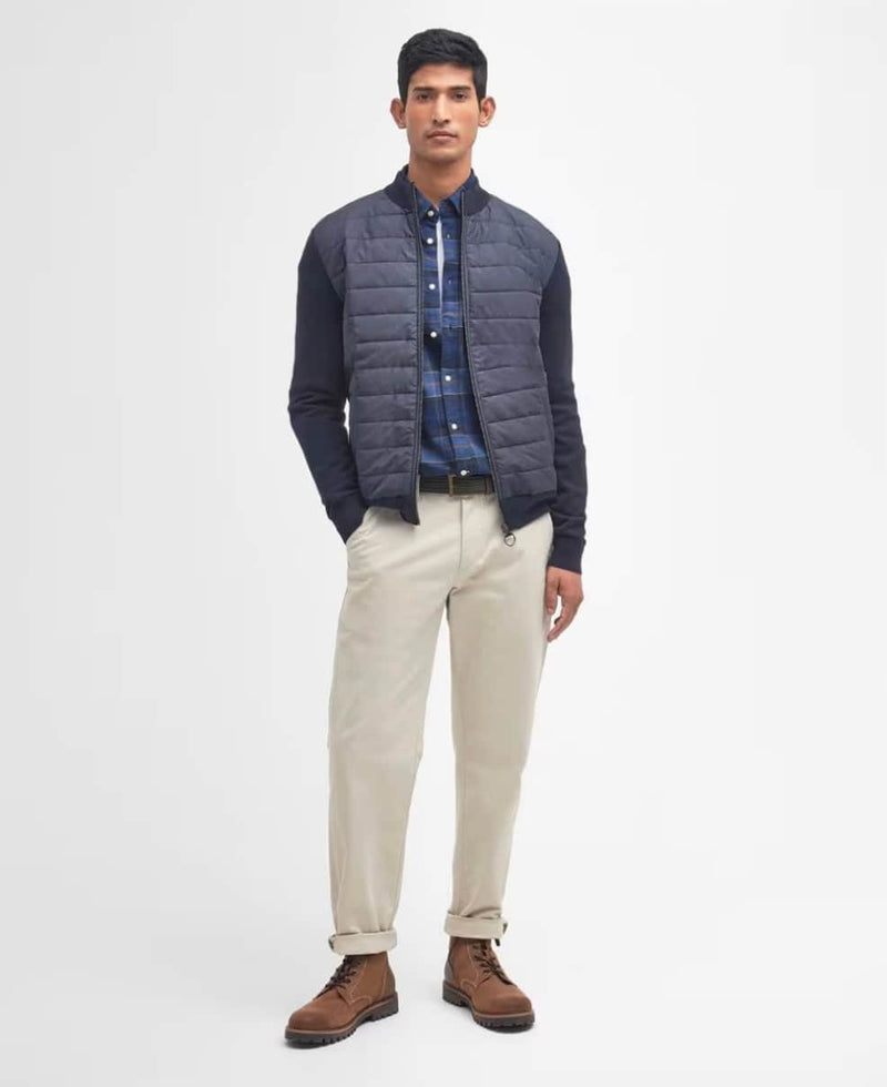 Barbour Mens Essential Carn Baffle Zip Through Knitted Jumper Navy