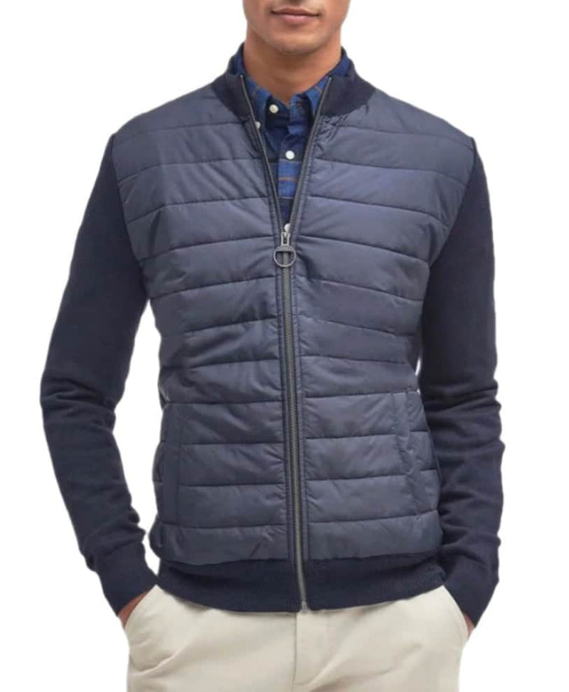 Barbour Mens Essential Carn Baffle Zip Through Knitted Jumper Navy