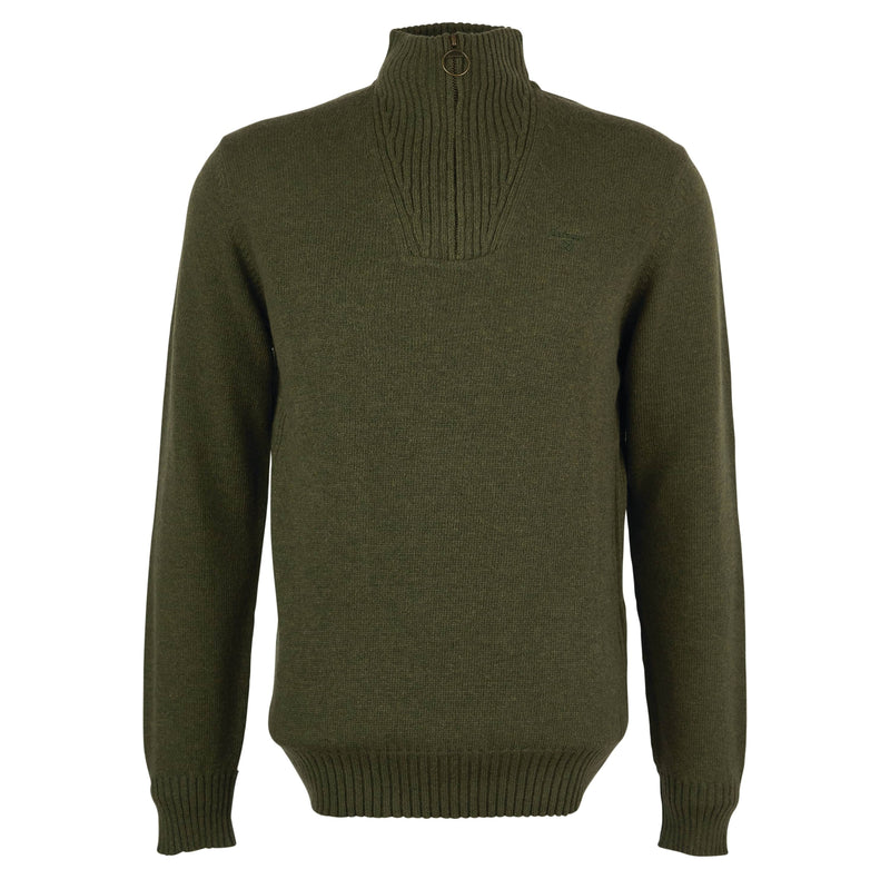 Barbour Mens Essential Lambswool Half Zip Jumper Mid Olive Northern