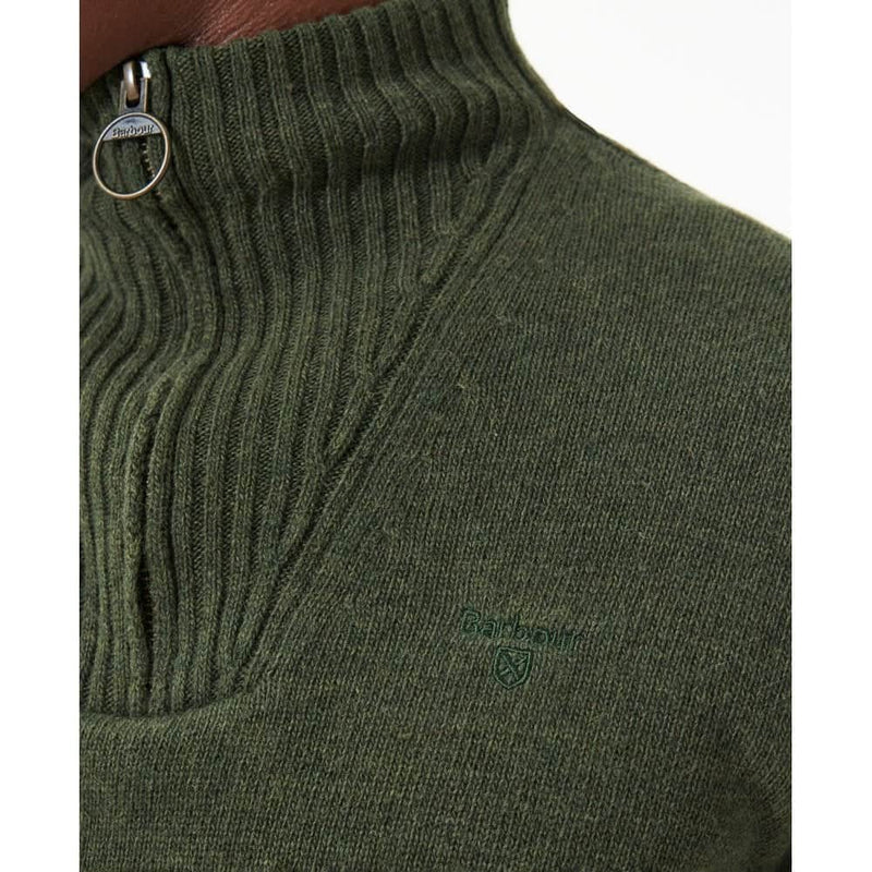 Barbour Mens Essential Lambswool Half Zip Jumper Mid Olive Northern
