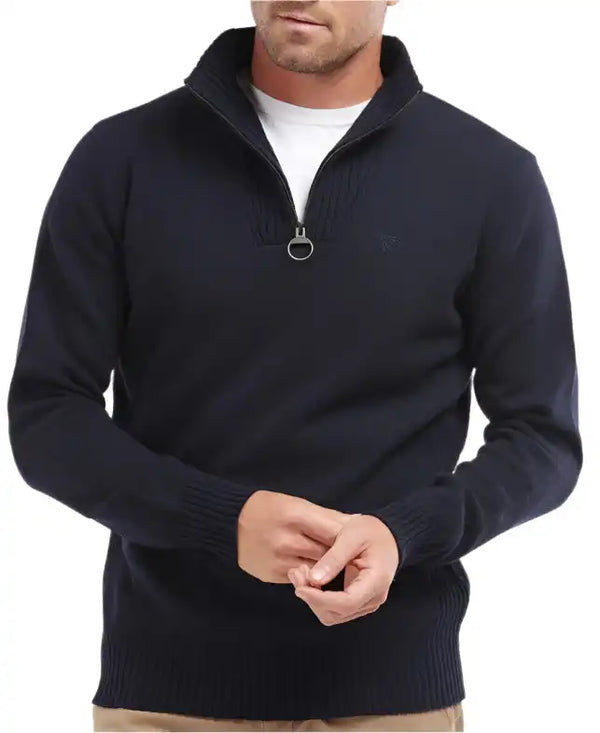 Barbour Mens Essential Lambswool Half Zip Jumper Navy Northern