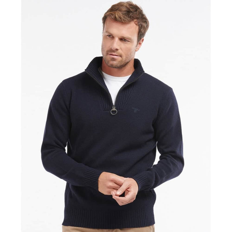 Barbour Mens Essential Lambswool Half Zip Jumper Navy Northern
