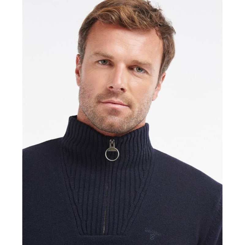Barbour Mens Essential Lambswool Half Zip Jumper Navy Northern