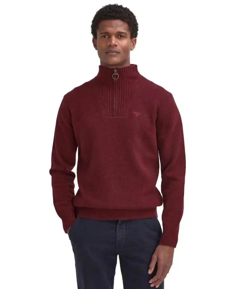 Barbour Mens Essential Lambswool Half Zip Ruby Red Northern Ireland