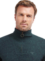Barbour Mens Essential Lambswool Half Zip Seaweed Mix Green Northern
