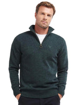 Barbour Mens Essential Lambswool Half Zip Seaweed Mix Green Northern
