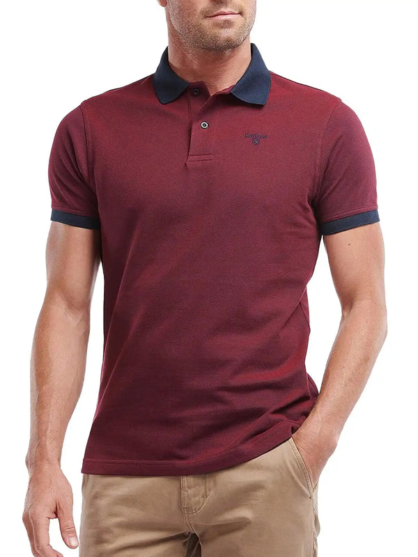 Barbour Mens Essential Sports Mix Polo Shirt Dark Red Northern