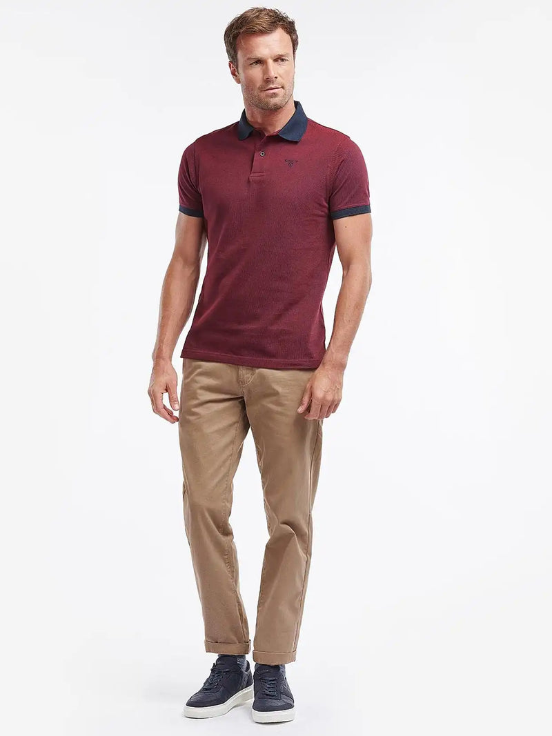 Barbour Mens Essential Sports Mix Polo Shirt Dark Red Northern