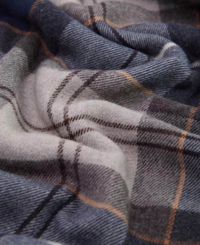 Barbour Mens Galingale Tartan Scarf Grey Midnight Tartan Northern