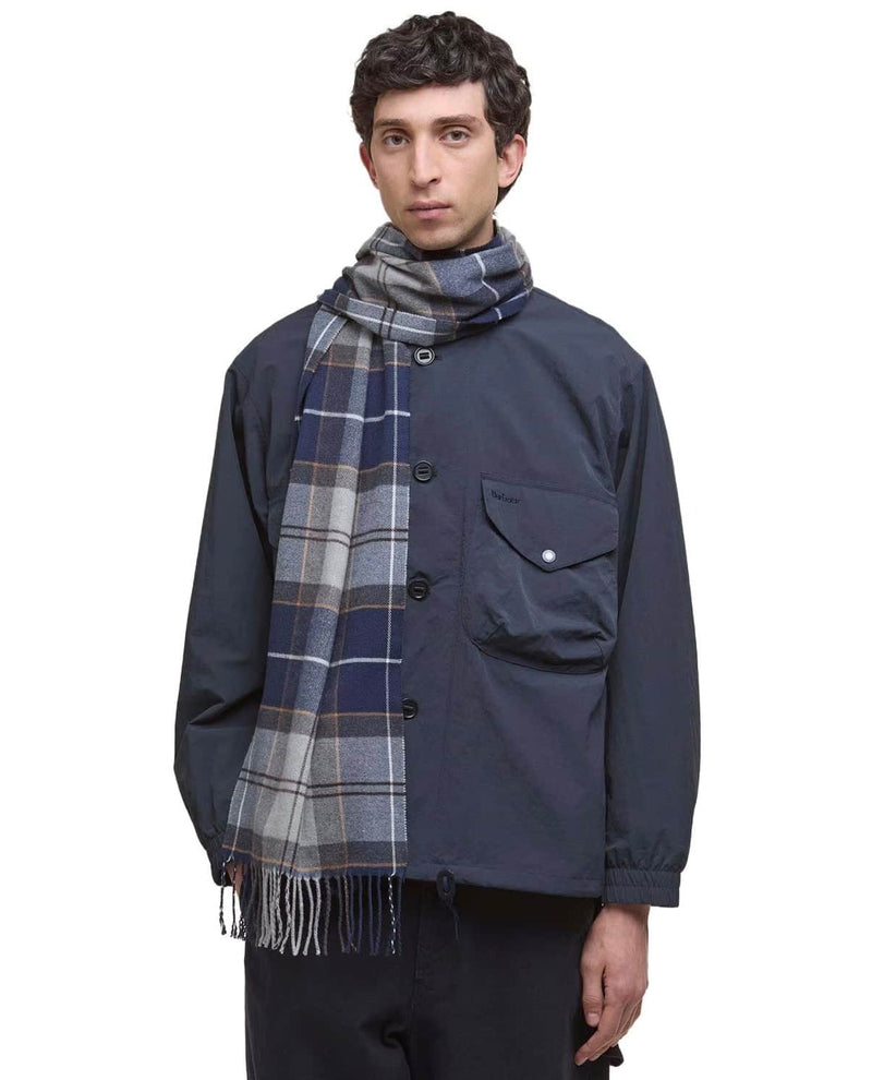 Barbour Mens Galingale Tartan Scarf Grey Midnight Tartan Northern