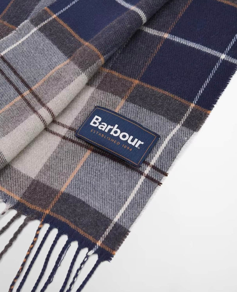 Barbour Mens Galingale Tartan Scarf Grey Midnight Tartan Northern