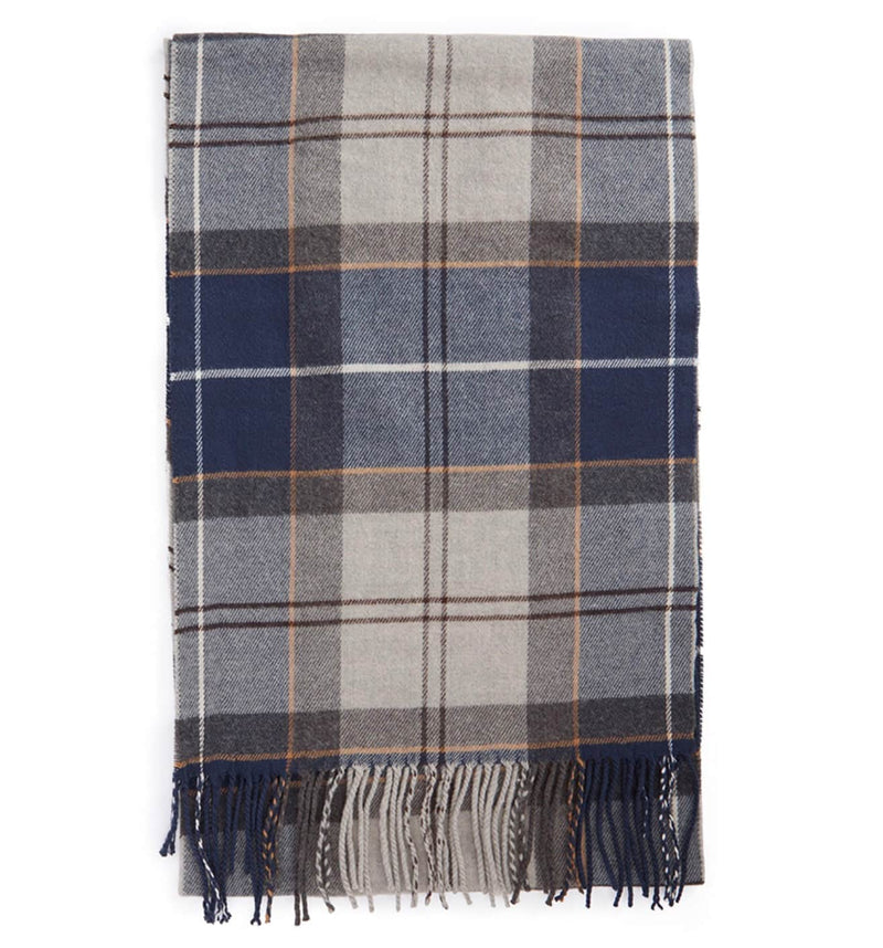 Barbour Mens Galingale Tartan Scarf Grey Midnight Tartan Northern