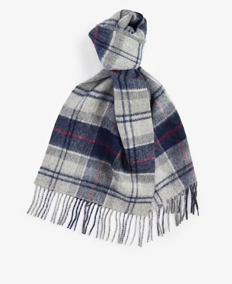 Barbour Mens Galston Lambswool Tartan Scarf Blue Granite Northern