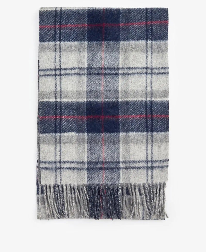 Barbour Mens Galston Lambswool Tartan Scarf Blue Granite Northern