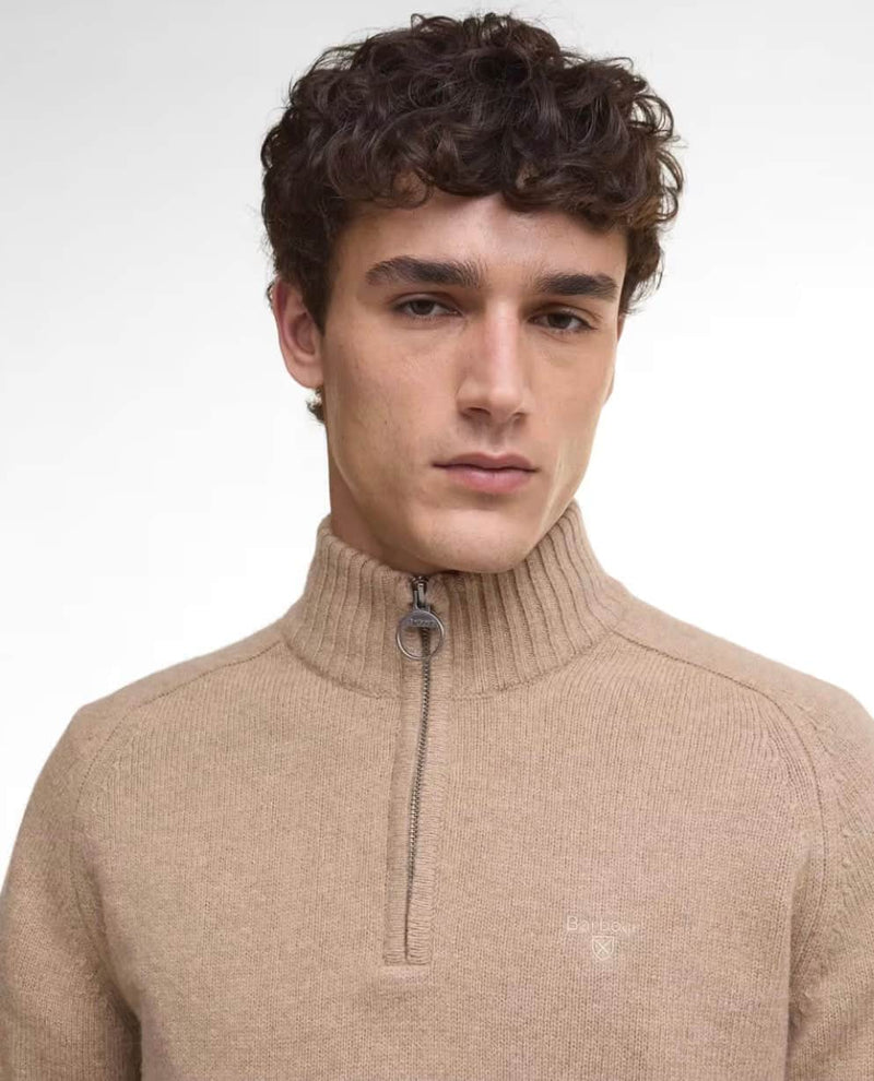 Barbour Mens Grangetown Half Zip Knitted Jumper Washed Stone Northern