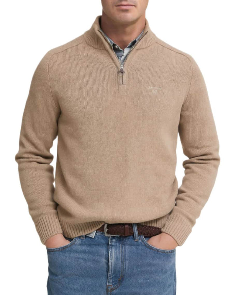 Barbour Mens Grangetown Half Zip Knitted Jumper Washed Stone Northern