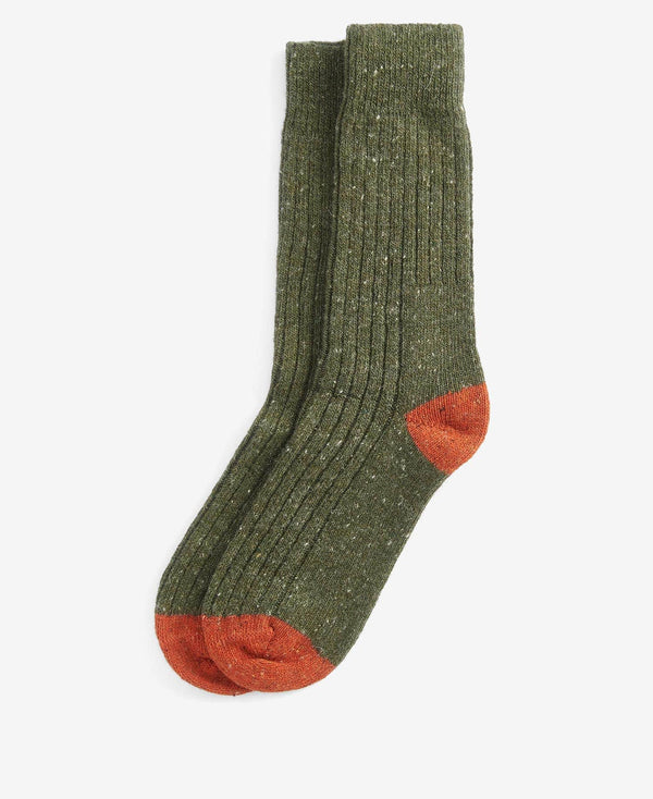 Barbour Mens Houghton Stripe Socks Olive/Burnt Orange Northern