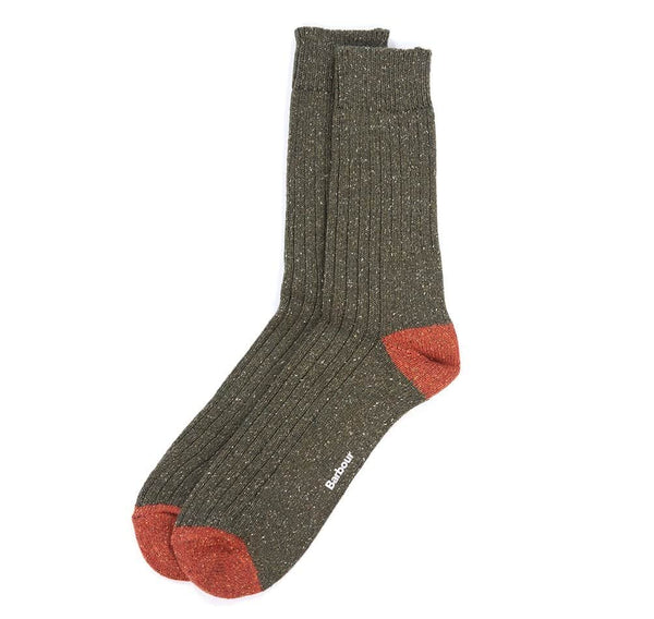 Barbour Mens Houghton Stripe Socks Olive/Burnt Orange Northern