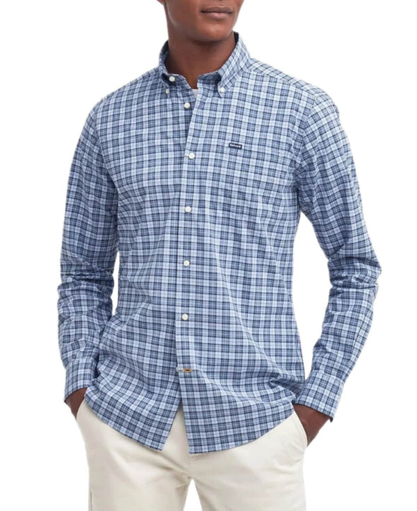 Barbour Mens Lomond Tailored Shirt Berwick Blue Tartan Northern