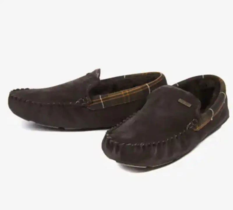 Barbour Mens Monty Moccasin Slippers Brown Suede Northern Ireland