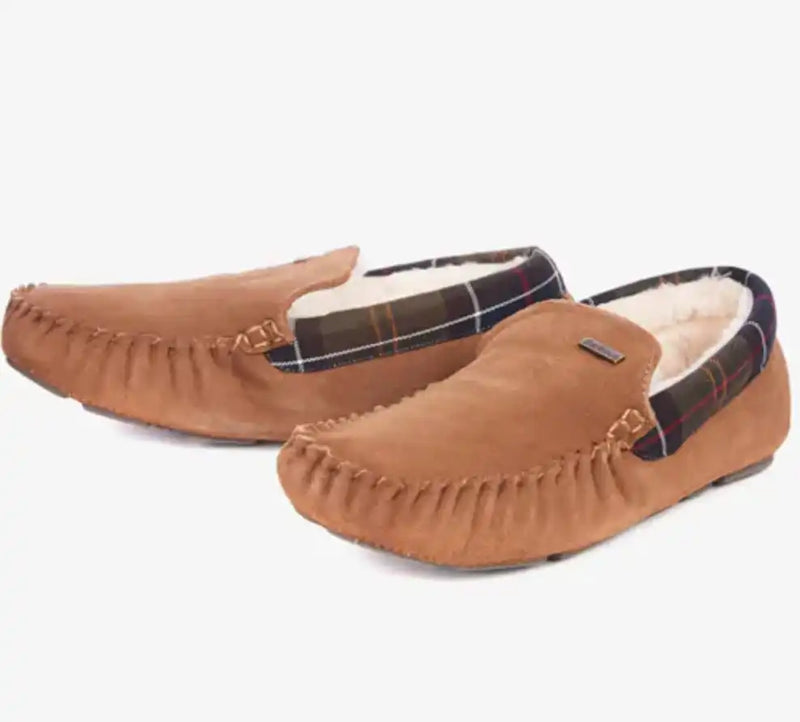 Barbour Mens Monty Moccasin Slippers Camel Suede Northern Ireland