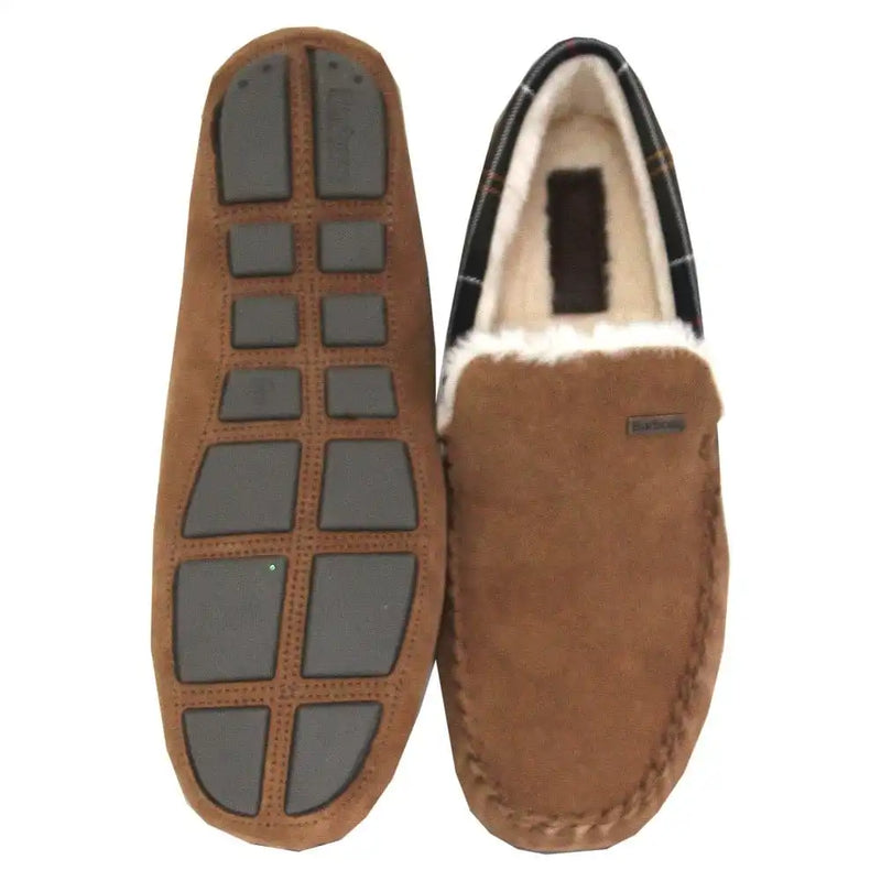 Barbour Mens Monty Moccasin Slippers Camel Suede Northern Ireland